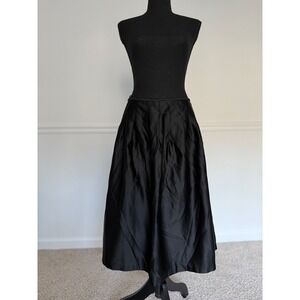 Jigsaw satin Black Midi Skirt Pleated A-Line Career Party Cocktail Size 8‎ US
